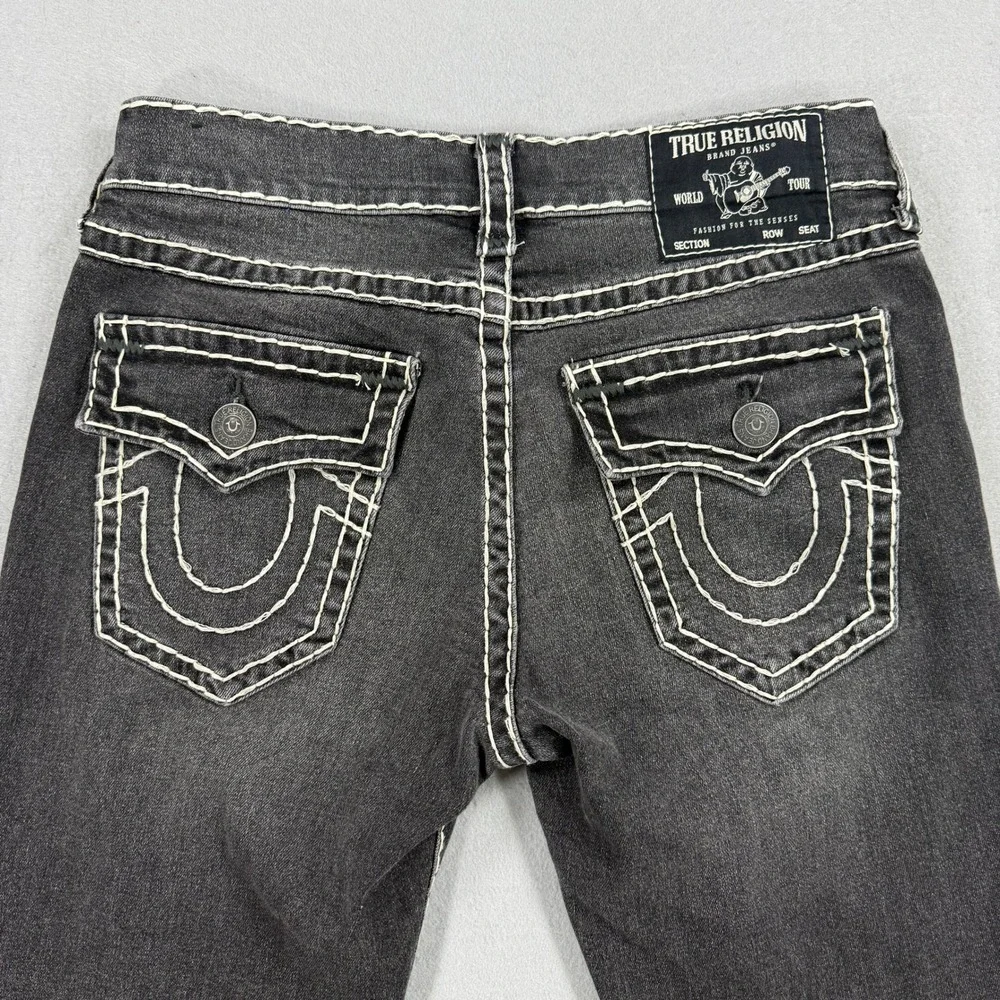 True Religion Ricky Jeans Men 31 Black Selvedge Super T Contrast Stitch Acid Y2K